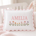 Personalized Floral Crest Baby Name Pillow - Nursery Keepsake