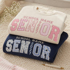 Custom College Name Sweatshirt - Floral Patchwork Applique Varsity Crewneck