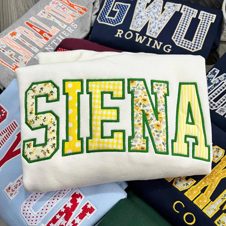 Custom Initial Applique Sweatshirt for graduation gifting