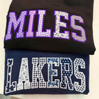 Custom Initial Applique Sweatshirt display detail