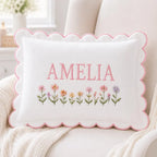 Personalized Floral Crest Baby Name Pillow - Nursery Keepsake