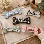 Personalized Dog Bone Wooden Sign - Custom Pet Name Leash Holder