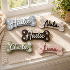 Personalized Dog Bone Wooden Sign - Custom Pet Name Leash Holder