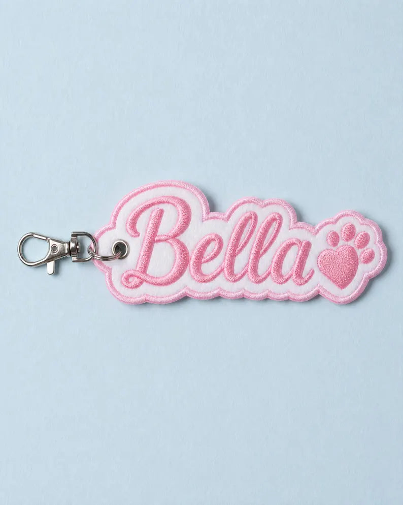 Personalized Embroidered Name Keychain - Custom Backpack Bag Tag
