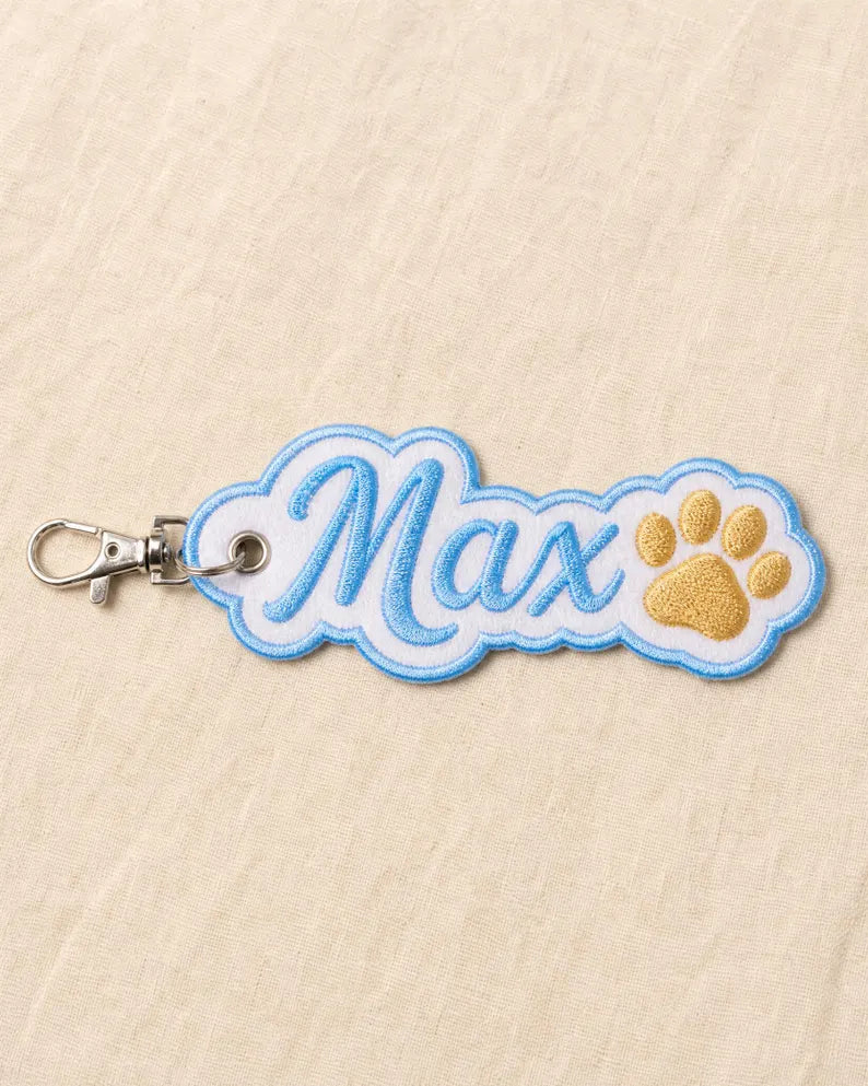 Personalized Embroidered Name Keychain - Custom Backpack Bag Tag
