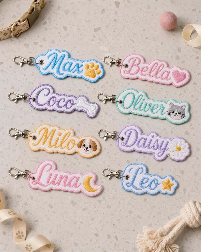 Personalized Embroidered Name Keychain - Custom Backpack Bag Tag