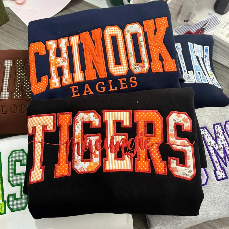 Custom Varsity Sweatshirt - Floral College Name Crewneck