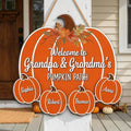 Custom Grandkids Pumpkin Patch Sign - Fall Grandparent Door Hanger