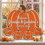 Custom Grandkids Pumpkin Patch Sign - Fall Grandparent Door Hanger