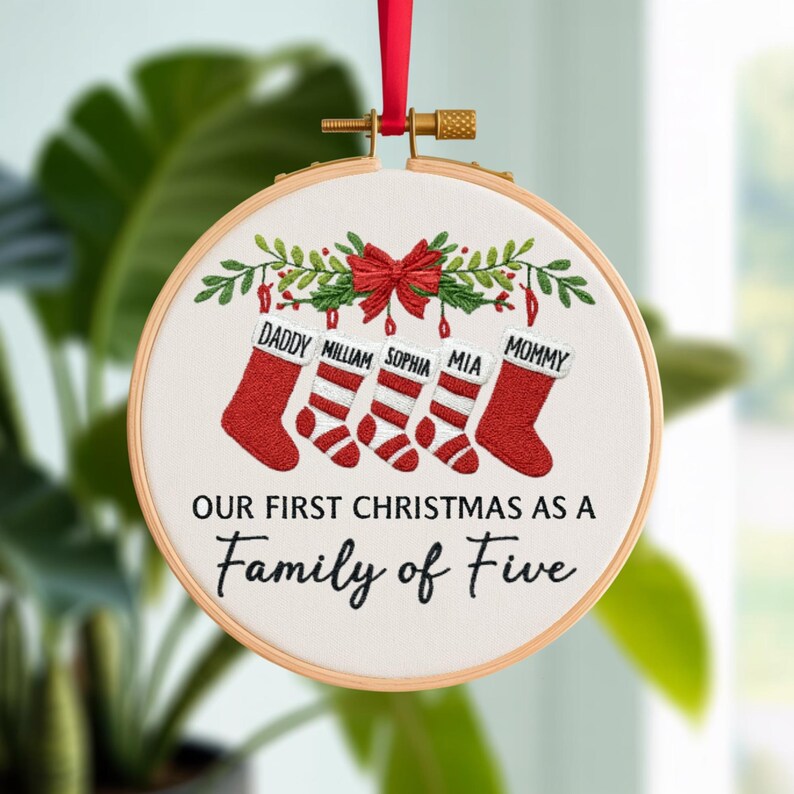 Personalized Family Christmas Ornament - Embroidered Custom Name Stocking Keepsake