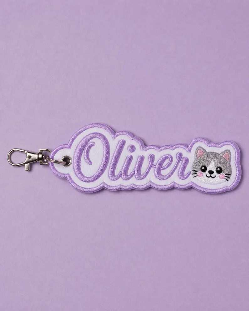 Personalized Embroidered Name Keychain - Custom Backpack Bag Tag