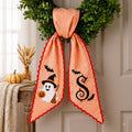 Halloween Monogram Door Bow - Custom Embroidered Name Sash