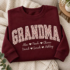 Personalized Grandma Applique Sweatshirt - Grandkids Names Floral Crewneck