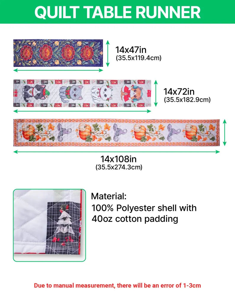 Personalized Christmas Table Runner - Custom Repeating Names Holiday Home Decor