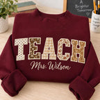 Personalized Teacher Sweatshirt - TEACH Applique Name Crewneck