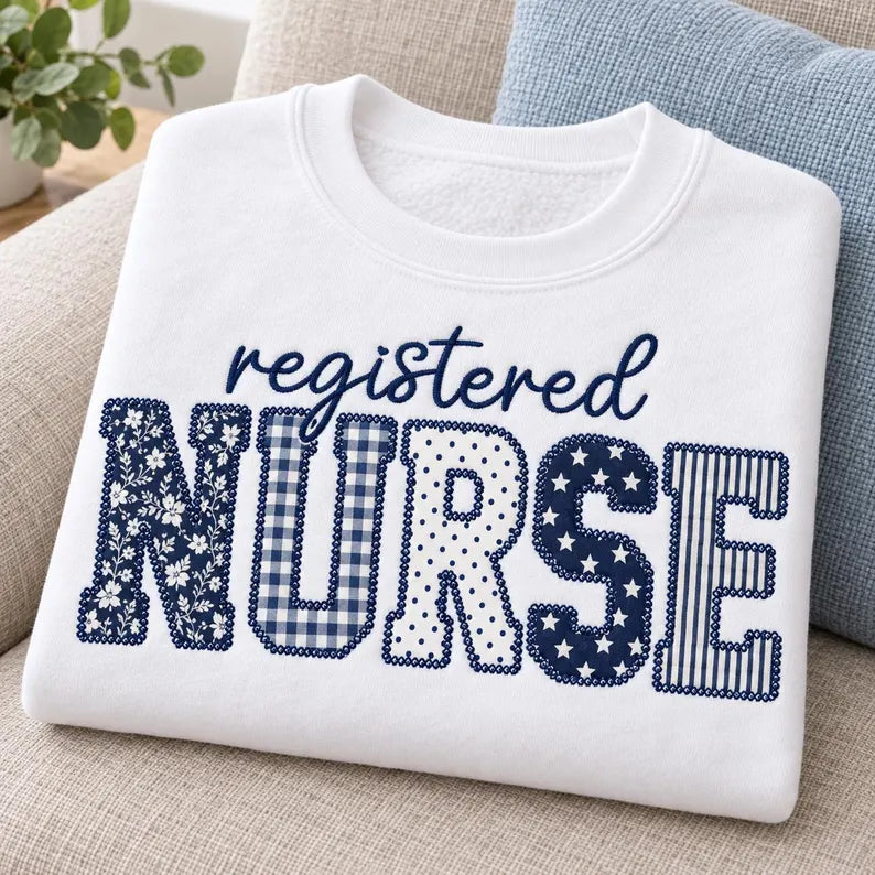 Personalized Emergency Nurse Sweatshirt - Custom RN Floral Applique Crewneck Gift
