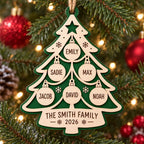 Personalized Christmas Family Ornament - Custom Names Wood Holiday Keepsake