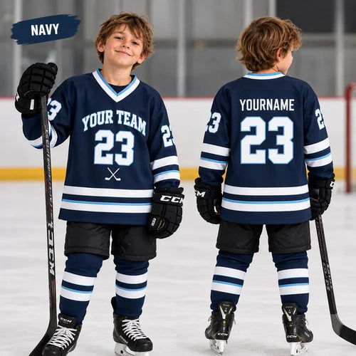 Custom Youth Hockey Jersey - Personalized Name & Number Kids Team Shirt