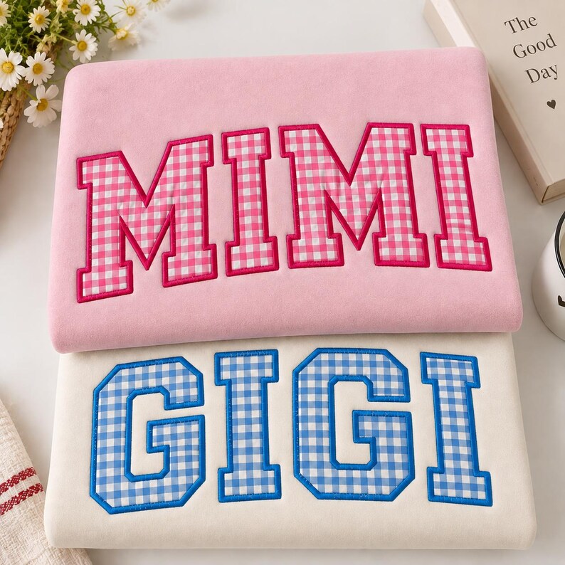 Custom Family Name Sweatshirt - Gingham Applique Crewneck