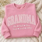 Personalized Grandma Applique Sweatshirt - Grandkids Names Floral Crewneck