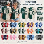 Custom Two-Tone Football Jersey - Personalized Split Color Name & Number Shirt