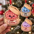 Personalized Bao Bun Christmas Ornament - Custom Name Kawaii Steamer Basket Keepsake
