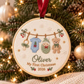 Personalized Baby’s First Christmas Clothesline Ornament - Embroidered Name Keepsake