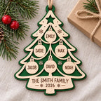 Personalized Christmas Family Ornament - Custom Names Wood Holiday Keepsake