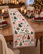 Personalized Christmas Table Runner - Custom Repeating Names Holiday Home Decor