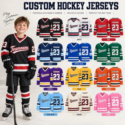 Custom Long Sleeve Hockey Jersey - Personalized Name & Number Team Shirt