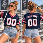 Custom Cropped Football Jersey - Personalized Name & Number Women's Game Day Top