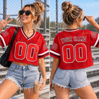 Custom Cropped Football Jersey - Personalized Name & Number Women's Game Day Top