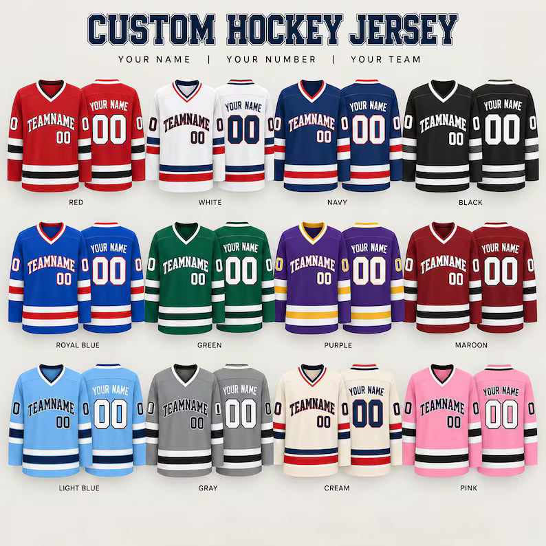 Personalized Hockey Team Jersey - Custom Player Name & Number Shirt