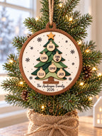 Personalized Family Tree Christmas Ornament - Custom Family Names & Pet Paw Print Keepsake 2026