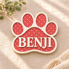 Personalized Paw Print Pet Name Sign - Raised Wood Dog & Cat Room Decor