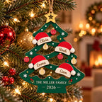 Personalized Family Christmas Tree Ornament - Custom Santa Hat Names
