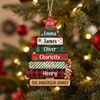 Custom Stacked Name Christmas Tree Ornament 2026- Personalized Wooden Family Keepsake