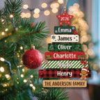 Custom Stacked Name Christmas Tree Ornament 2026- Personalized Wooden Family Keepsake