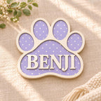 Personalized Paw Print Pet Name Sign - Raised Wood Dog & Cat Room Decor