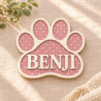 Personalized Paw Print Pet Name Sign - Raised Wood Dog & Cat Room Decor