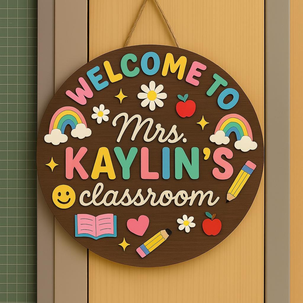 Personalized Pencil Teacher Door Sign for classroom door decor