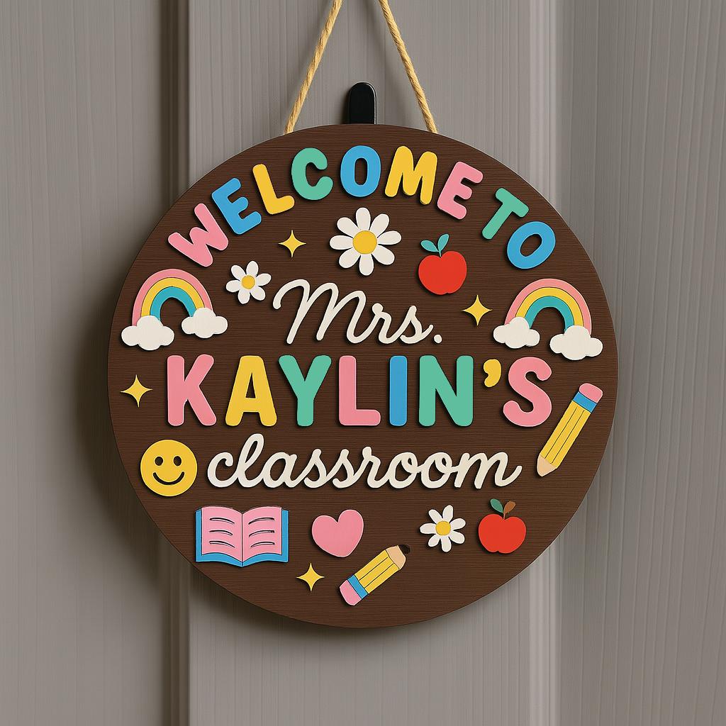 Personalized Pencil Teacher Door Sign design detail