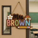 Personalized Pencil Teacher Sign design detail