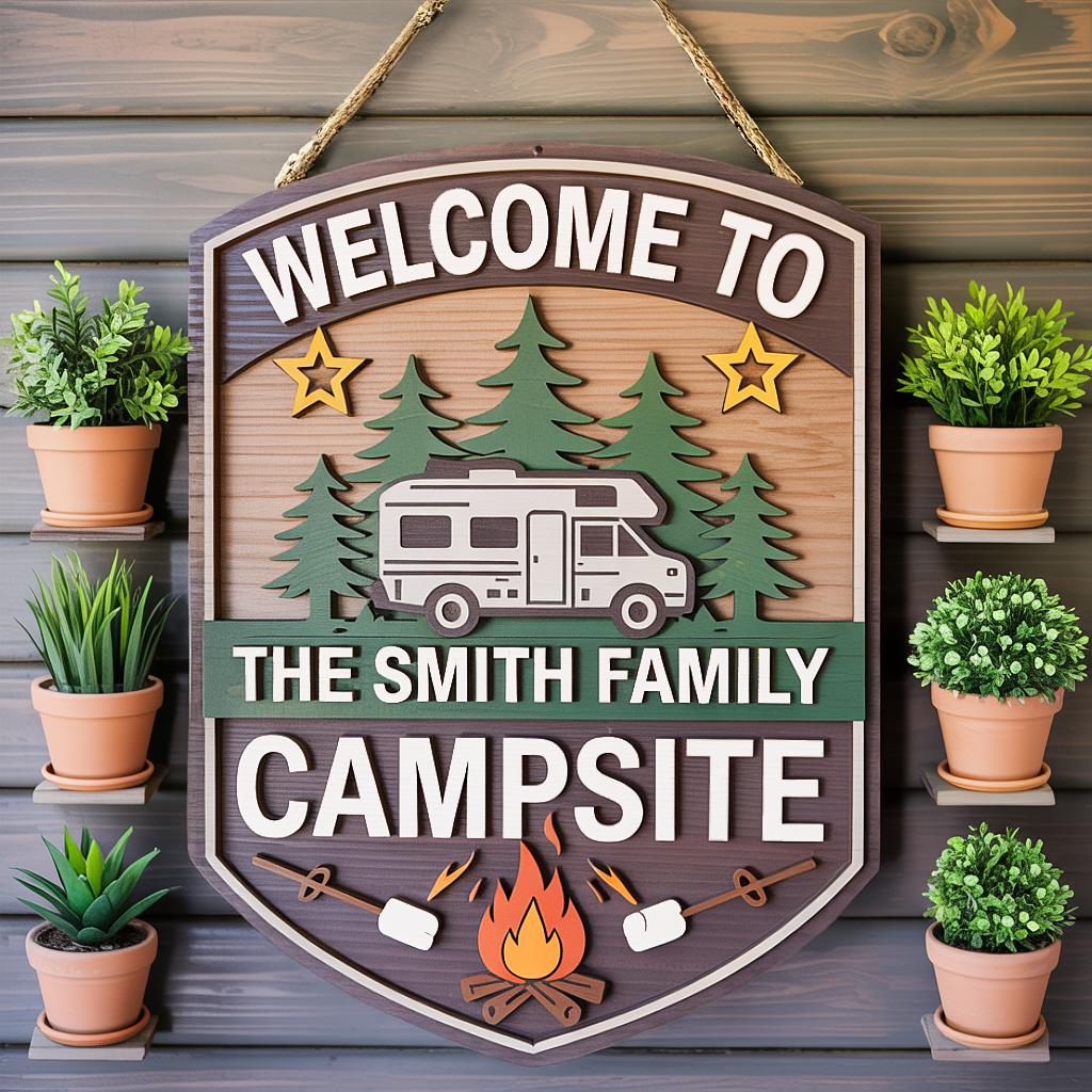 Personalized Campsite Sign display detail