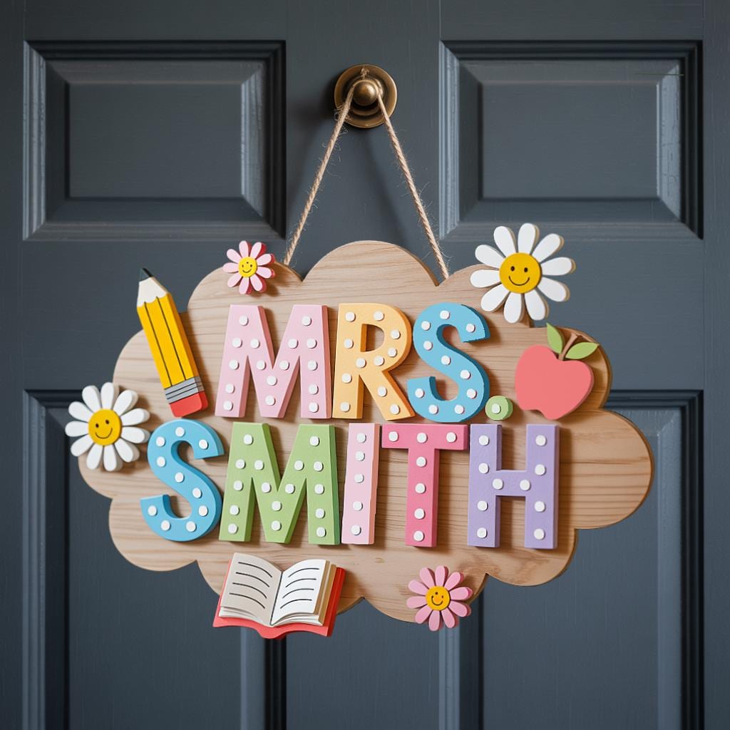 Personalized 3D Teacher Door Sign for back to school