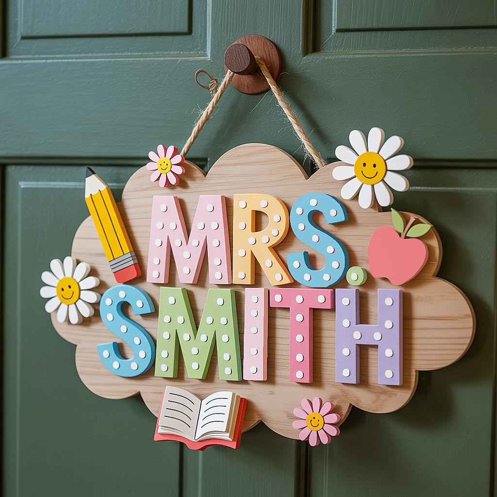 Personalized 3D Teacher Door Sign for classroom decor