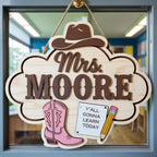 Personalized Western Teacher Sign for cowgirl teacher decor