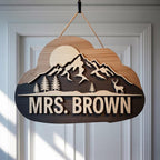 Personalized Mountain Teacher Sign display detail