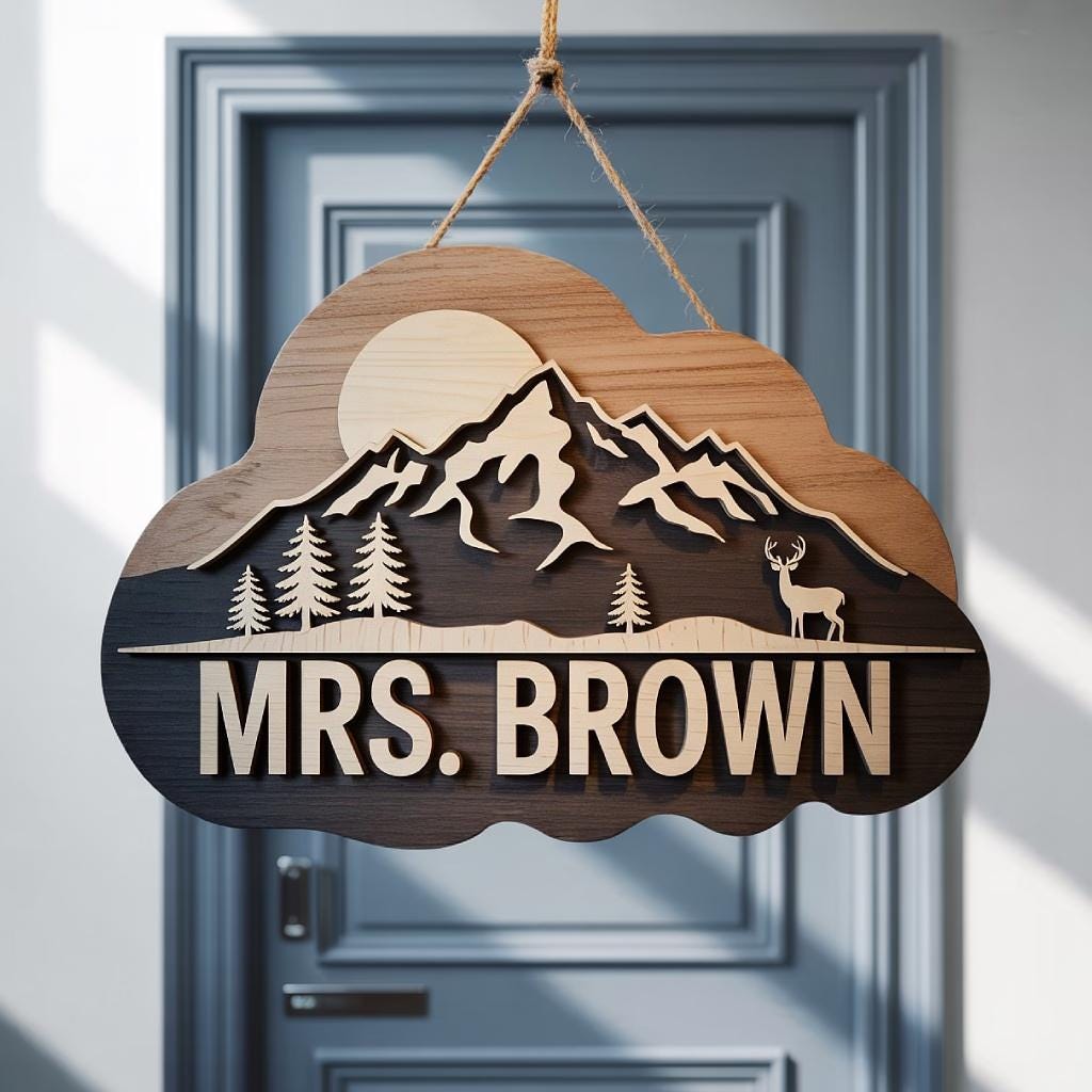 Personalized Mountain Teacher Sign for back to school