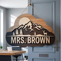 Personalized Mountain Teacher Sign detail
